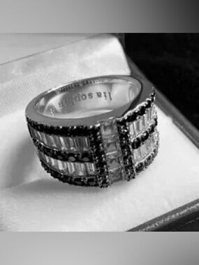 2/$25 Lia Sophia Surge Blue/Clear Cubic Zirconia & Crystals Silver Ring 9